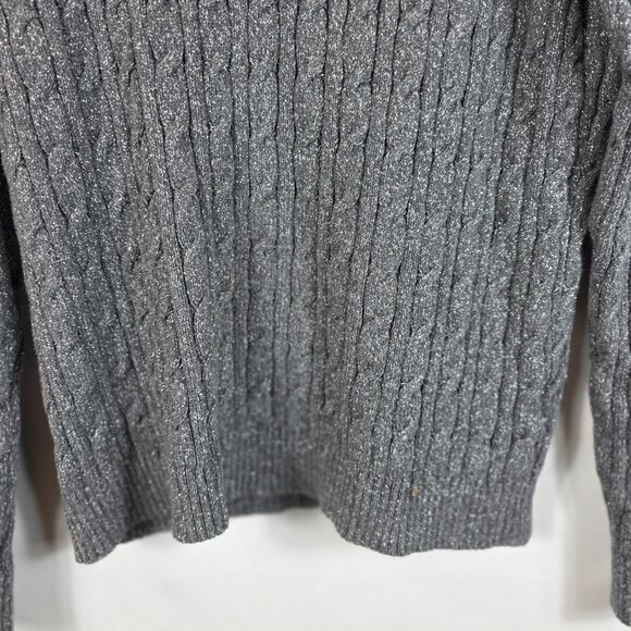 Charter Club Cable Knit Sweater Women's Size XL Gray & Silver Cotton Blend - Picture 8 of 11